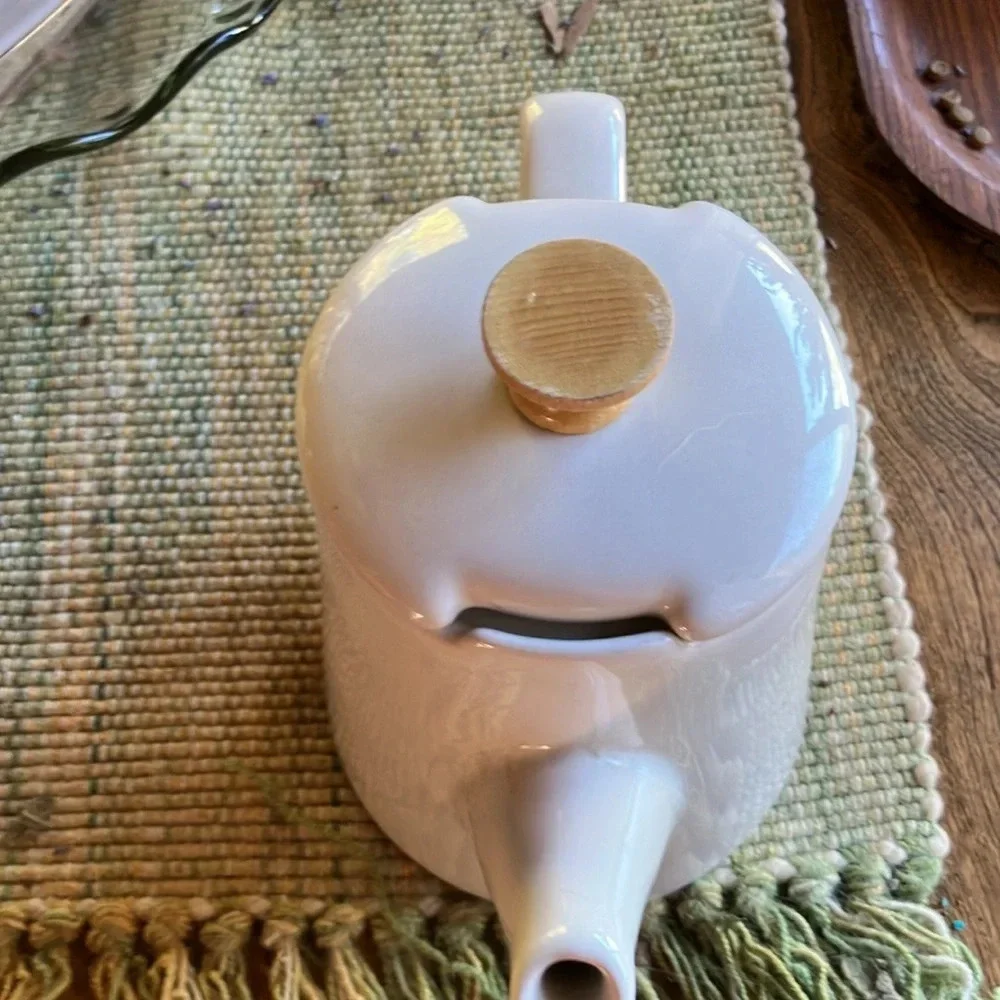 IKEA tea pot with wood knob white large coffee carafe or tea pot